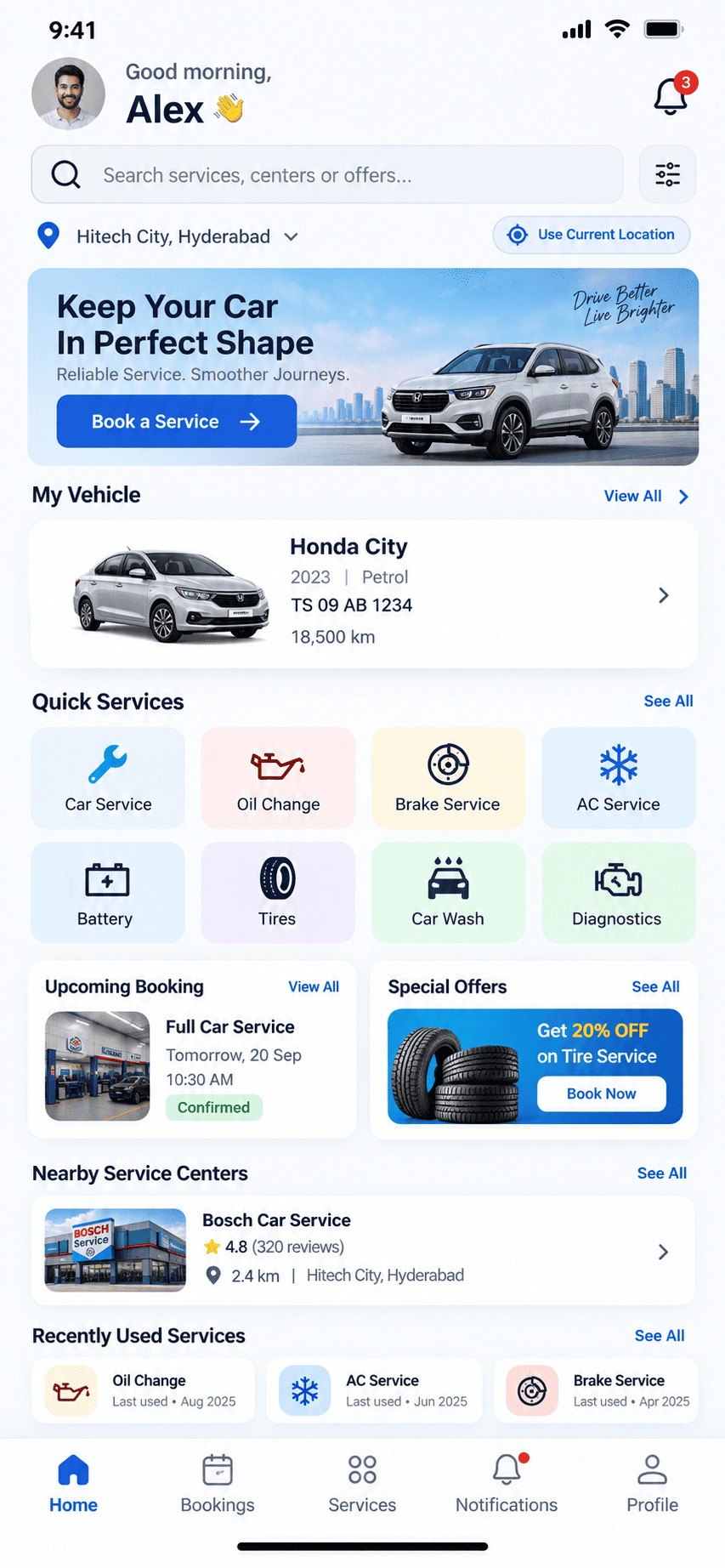 Car Service Home & Package Selector